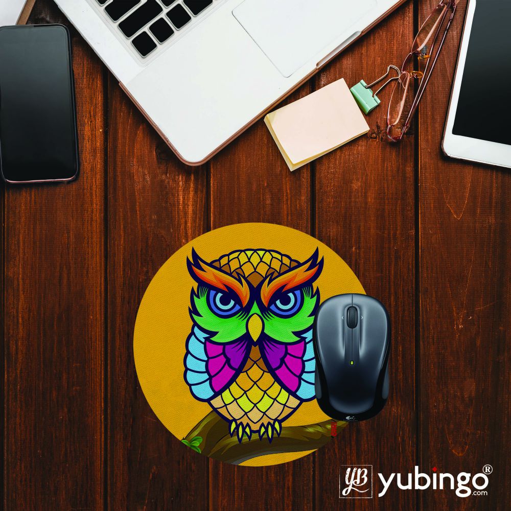 Cool Owl Mouse Pad (Round)-Image2