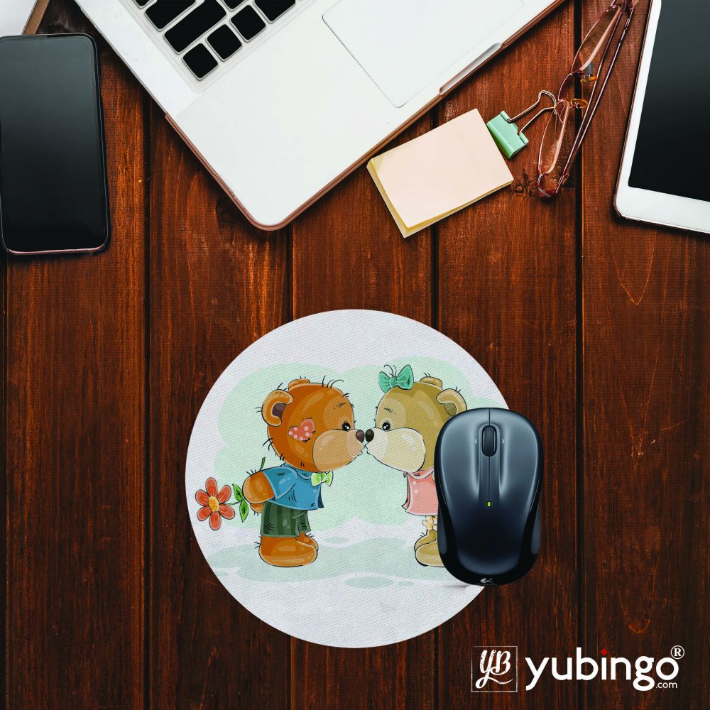 Cute Couple Mouse Pad (Round)-Image2