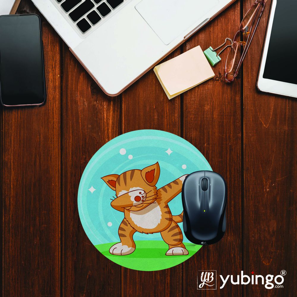 Dab Cat Mouse Pad (Round)-Image2