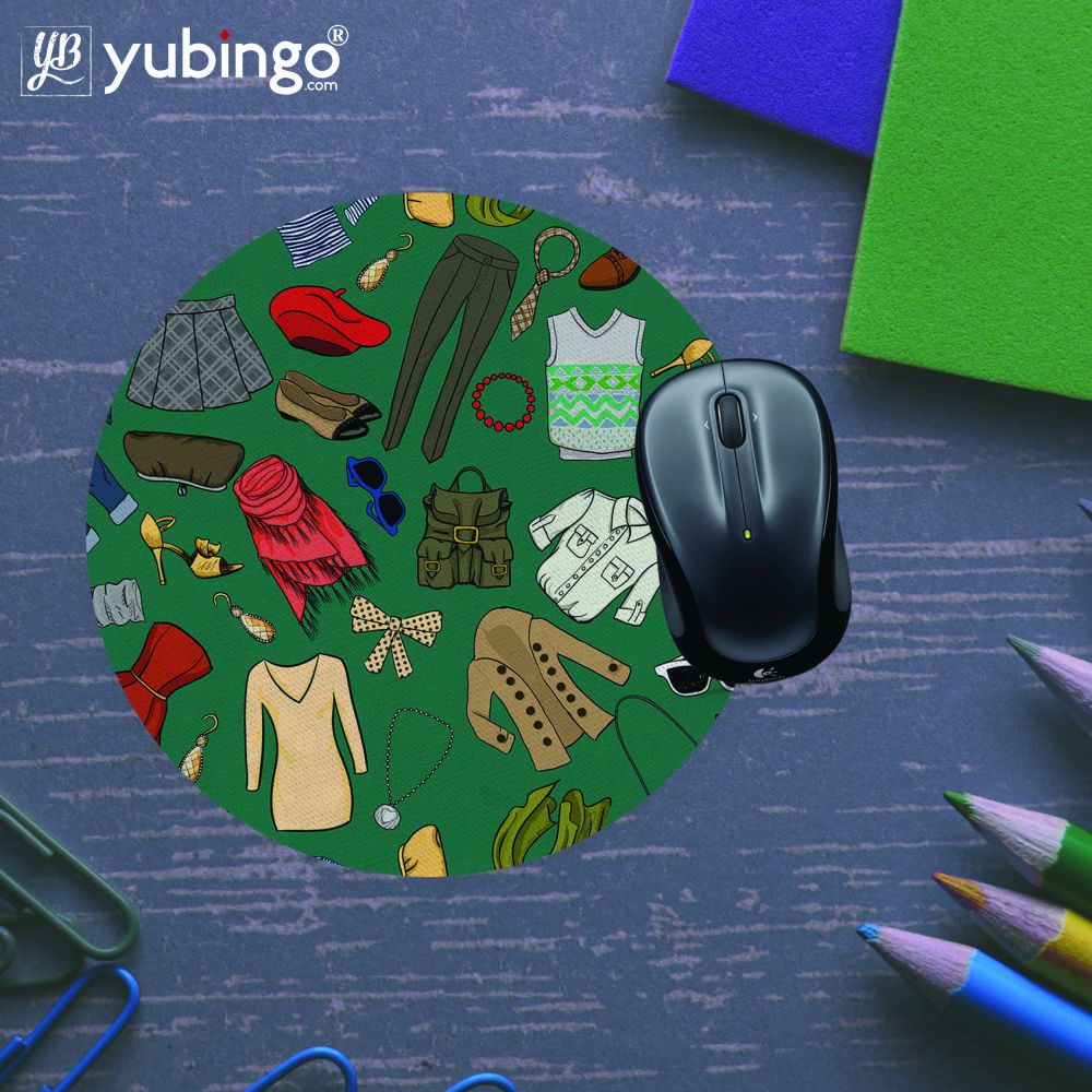 Girl Wardrobe Mouse Pad (Round)-Image5