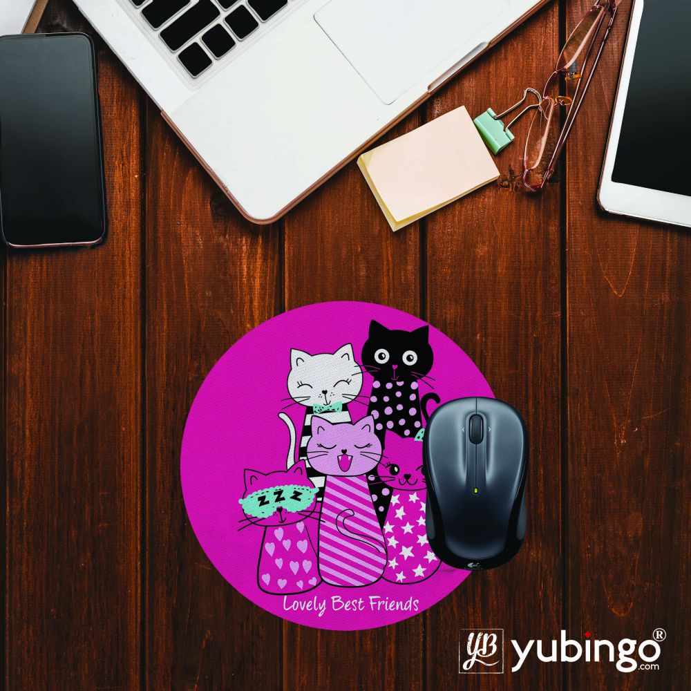 Girlie Friends Mouse Pad (Round)-Image2