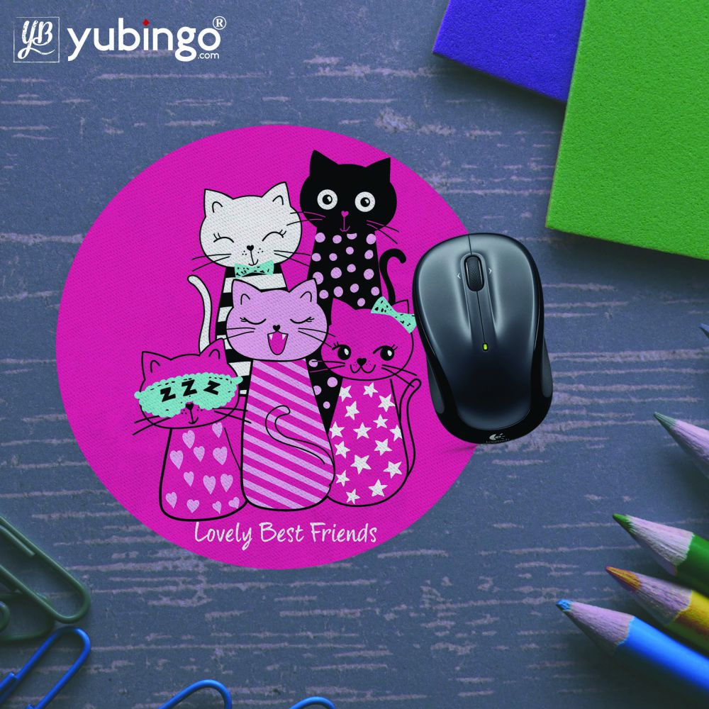 Girlie Friends Mouse Pad (Round)-Image5