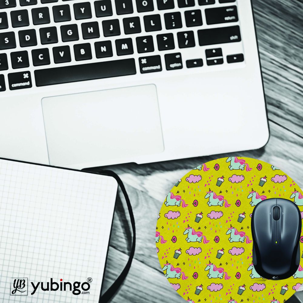 Girlie Yellow Pattern Mouse Pad (Round)-Image4