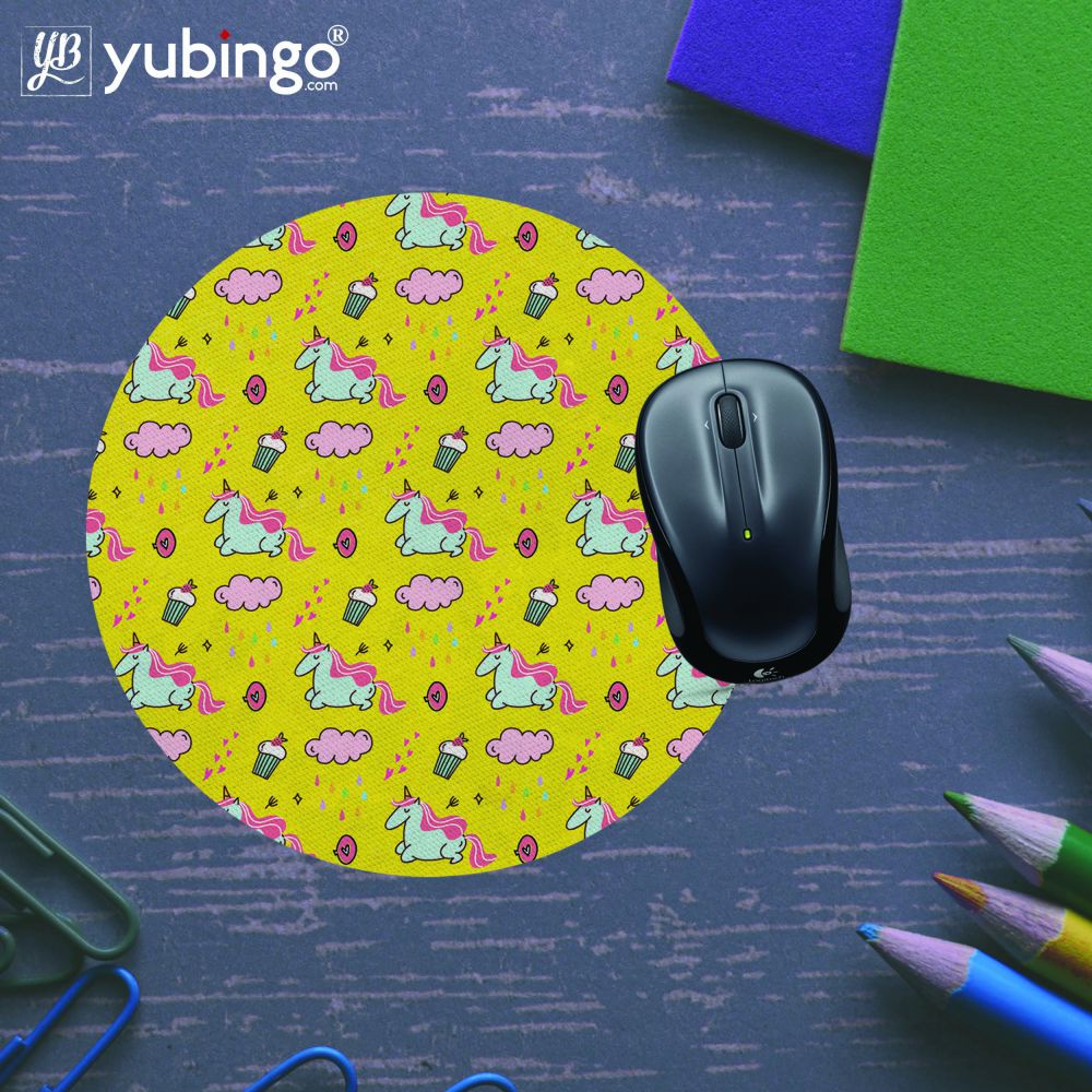 Girlie Yellow Pattern Mouse Pad (Round)-Image5
