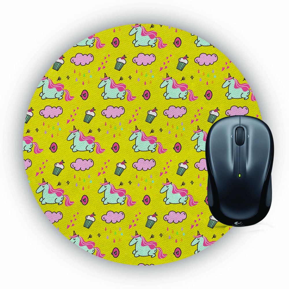 Girlie Yellow Pattern Mouse Pad (Round)