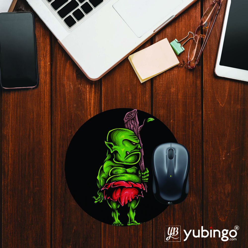 Green Monster Mouse Pad (Round)-Image2