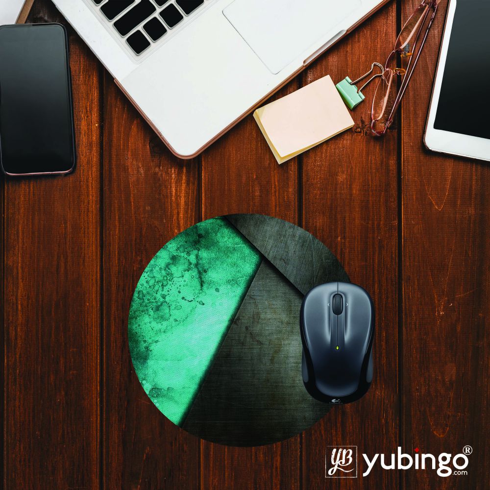Grey and Green Mouse Pad (Round)-Image2
