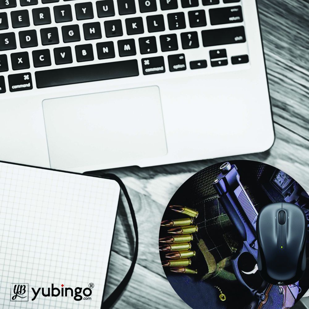 Guns And Bullets Mouse Pad (Round)-Image4