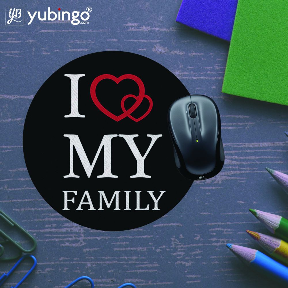I Love My Family Mouse Pad (Round)-Image5
