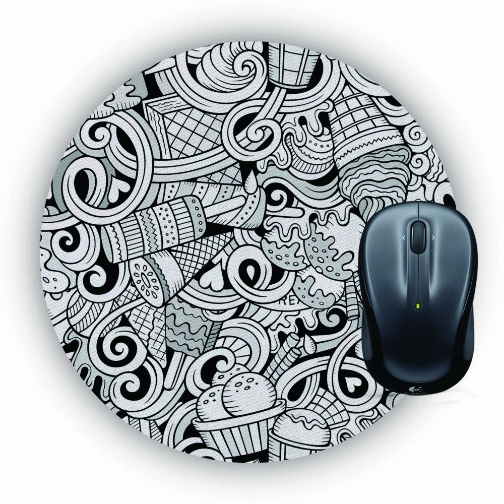 Ice Cream Sketch Mouse Pad (Round)
