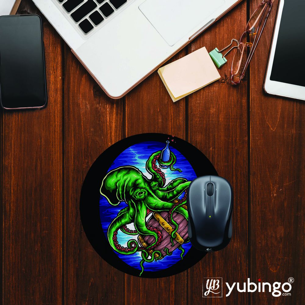 King Octopus Mouse Pad (Round)-Image2