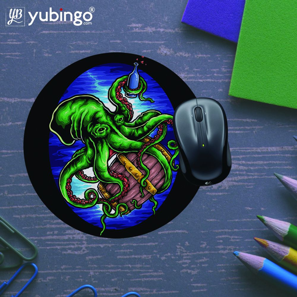 King Octopus Mouse Pad (Round)-Image5