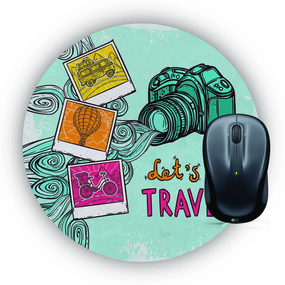 Let's Go Travel Mouse Pad (Round)