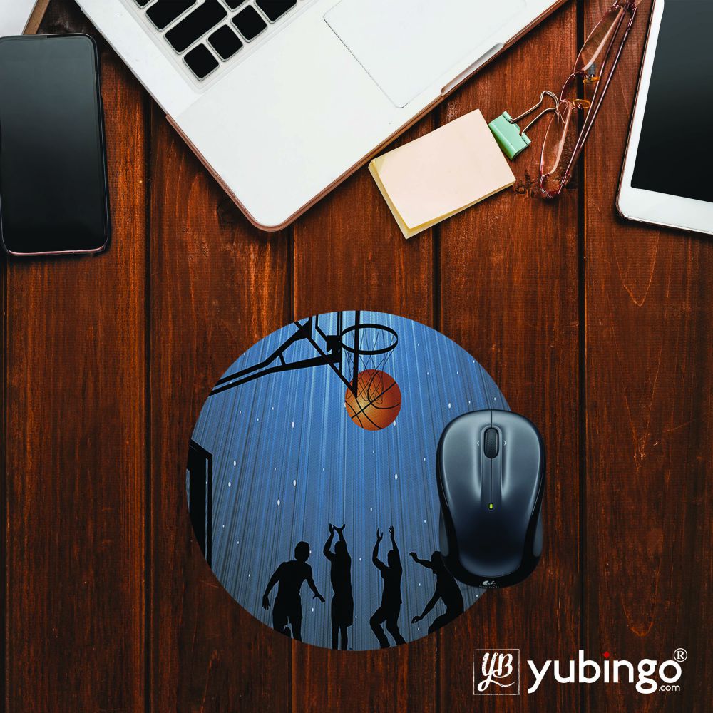 Let's Play Basketball Mouse Pad (Round)-Image2