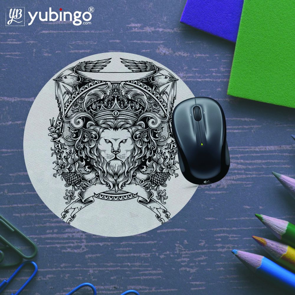Lion Crest Mouse Pad (Round)-Image5