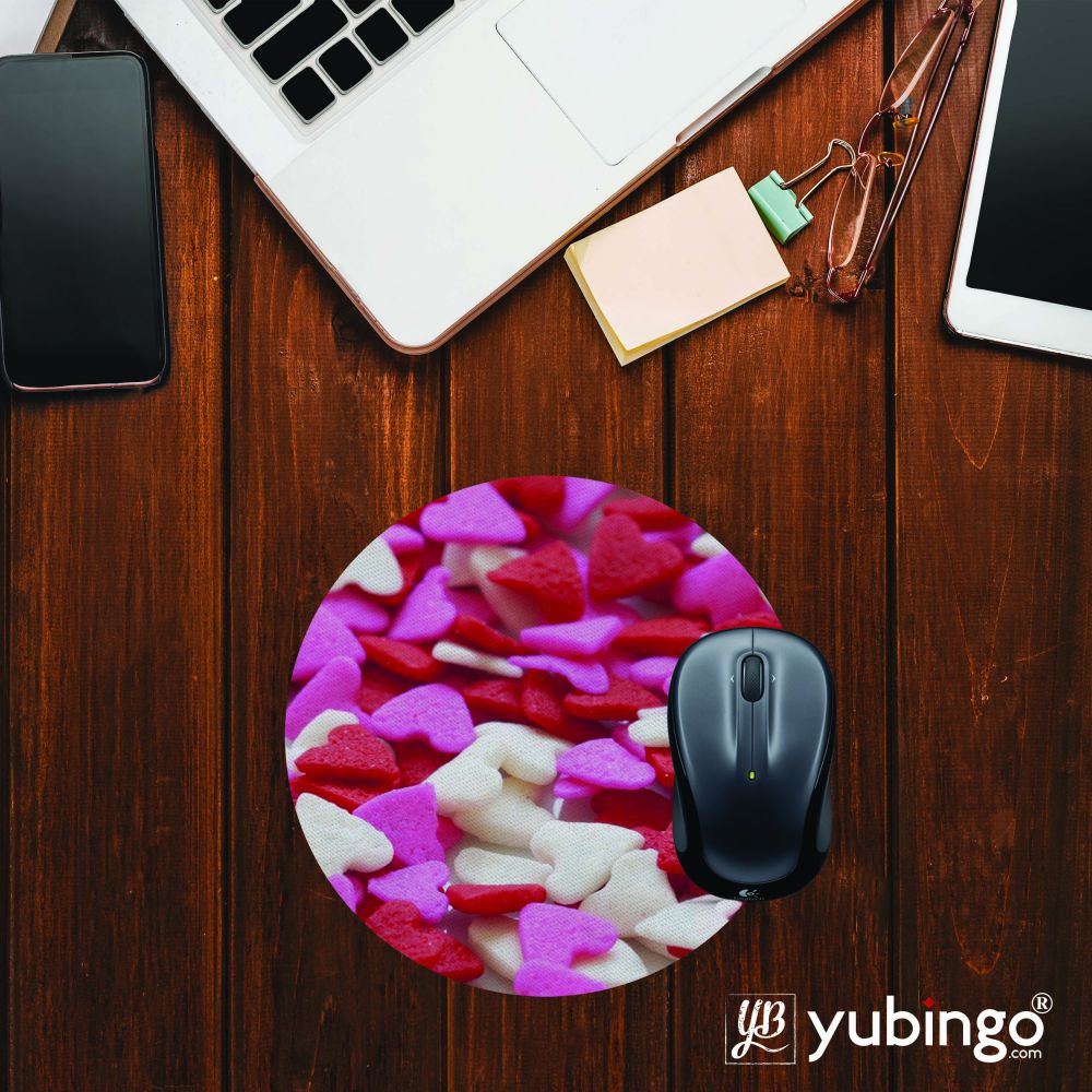 Love Pattern Mouse Pad (Round)-Image2