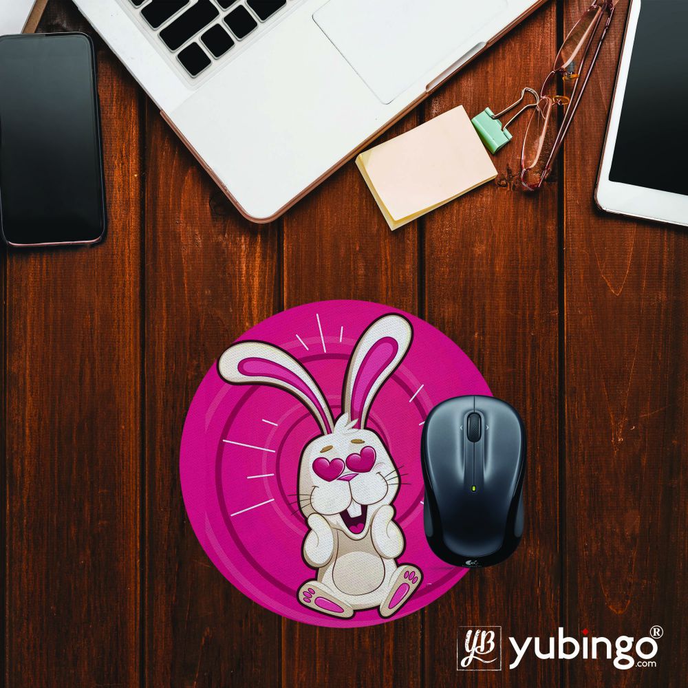 Love Rabbit Mouse Pad (Round)-Image2