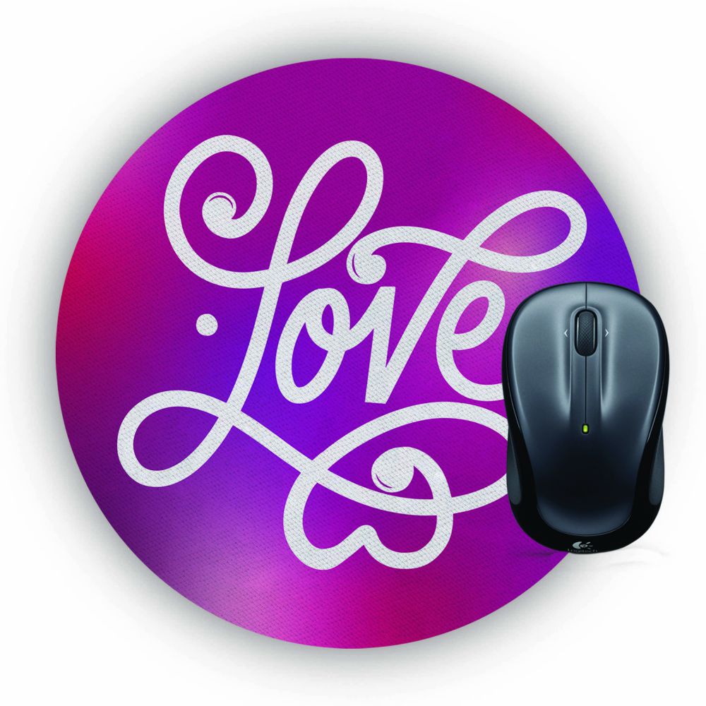 Love Typography Mouse Pad (Round)