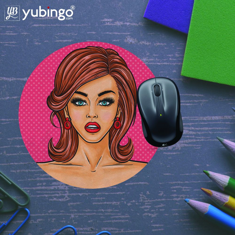 Lovely Girl Mouse Pad (Round)-Image5