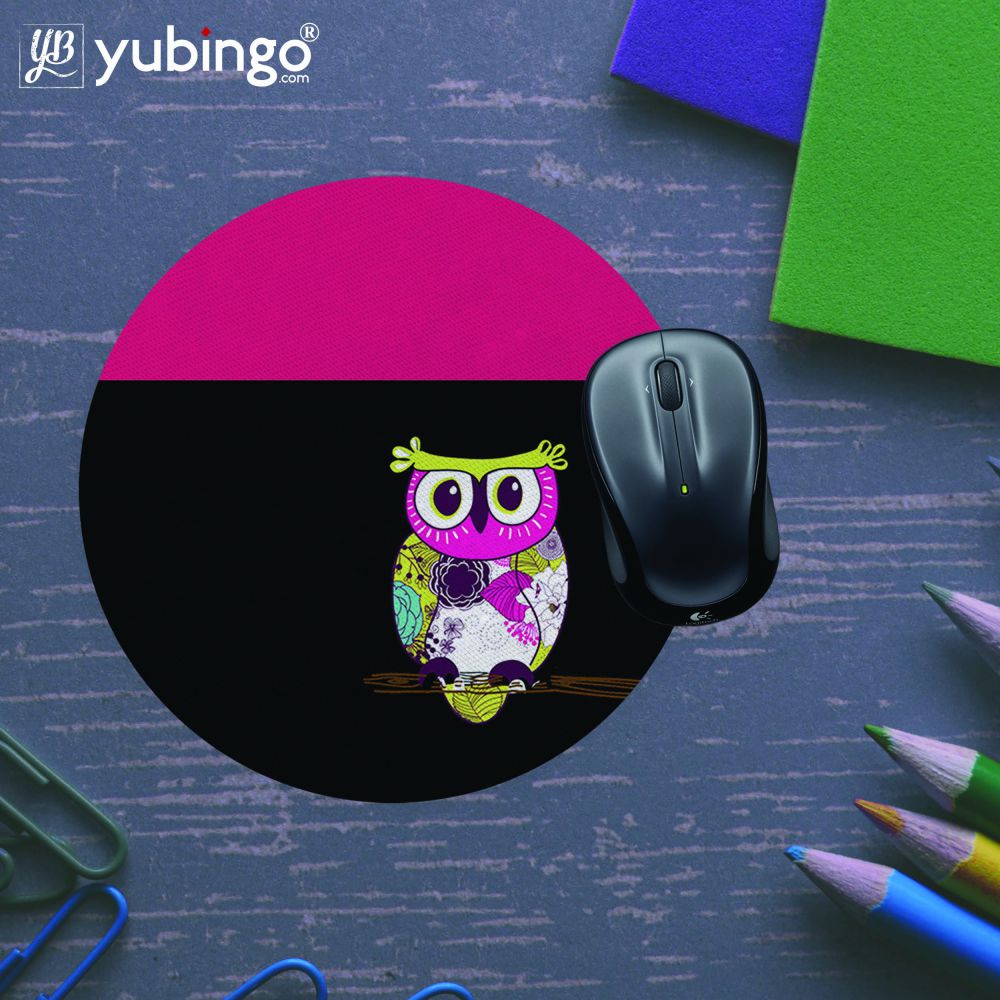 Lovely Owl Mouse Pad (Round)-Image5