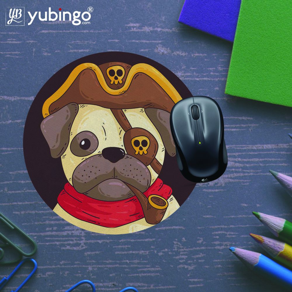 Mafia Pug Mouse Pad (Round)-Image5