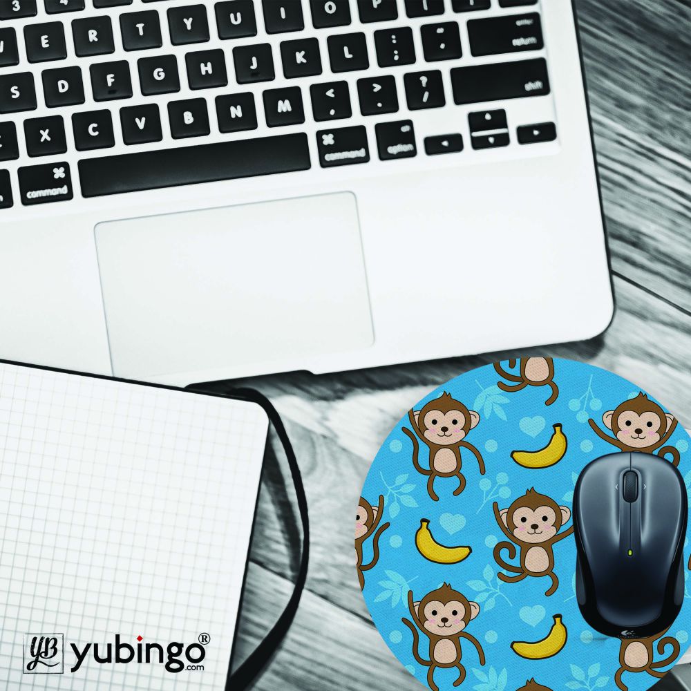 Monkey Banana Pattern Mouse Pad (Round)-Image4