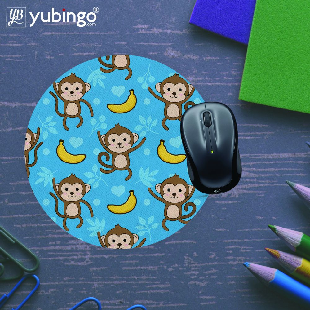 Monkey Banana Pattern Mouse Pad (Round)-Image5