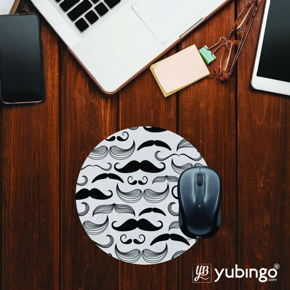Moustaches Mouse Pad (Round)-Image2