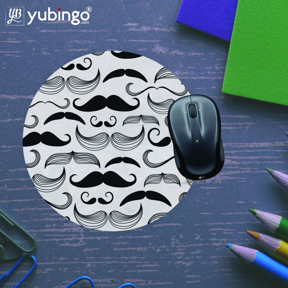 Moustaches Mouse Pad (Round)-Image5