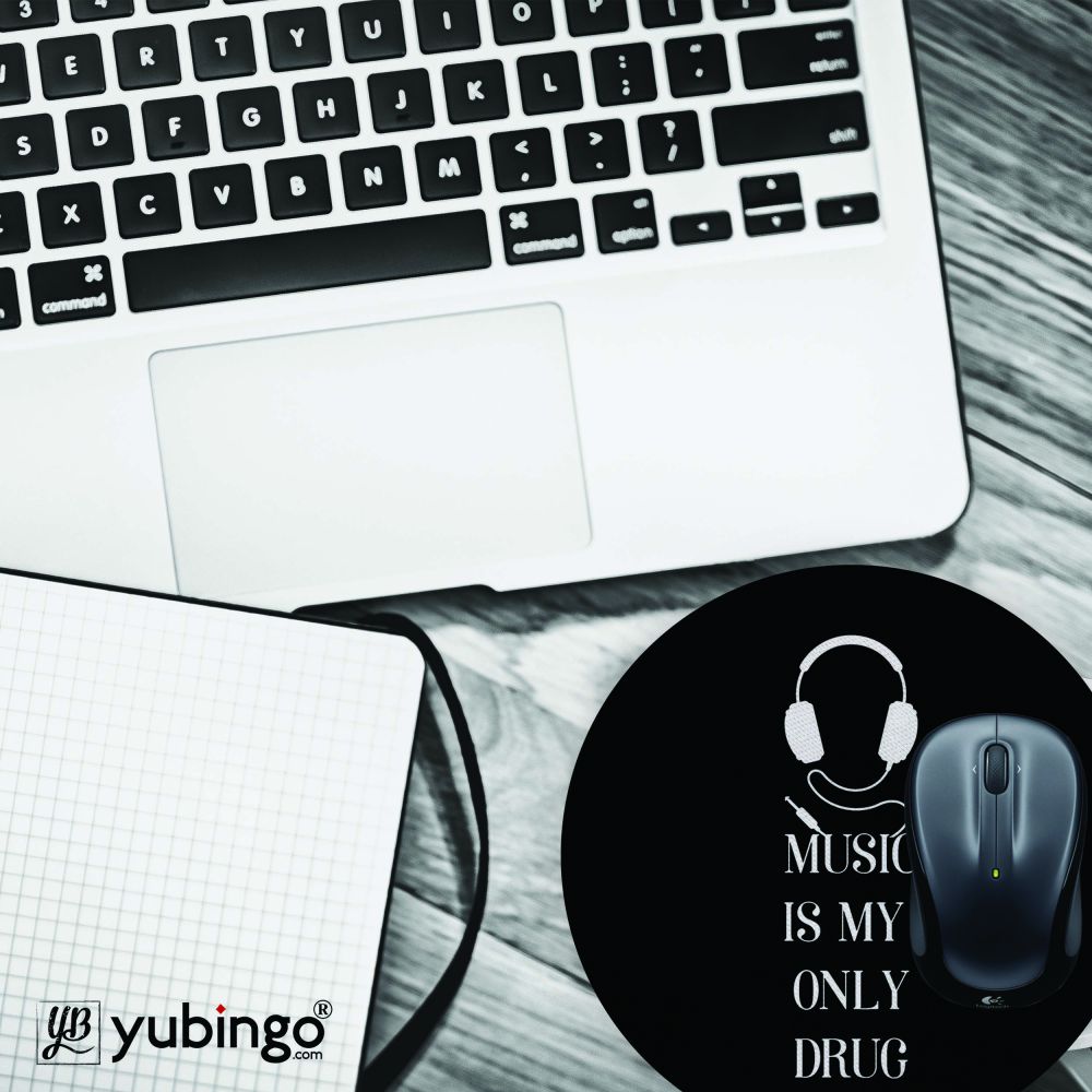 Music Is My Only Drug Mouse Pad (Round)-Image4