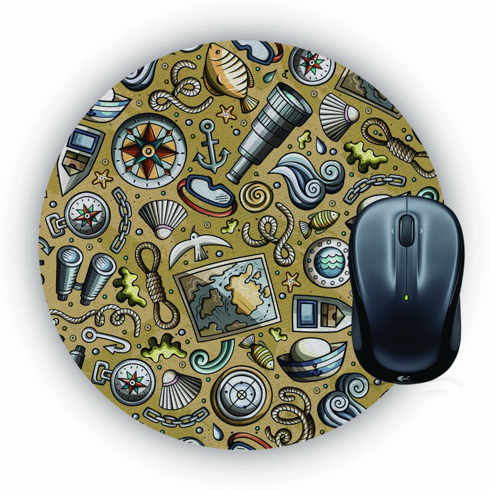 Nautical Brown Mouse Pad (Round)