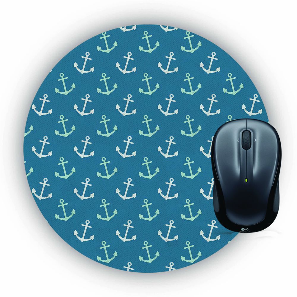 Nautical Pattern Mouse Pad (Round)