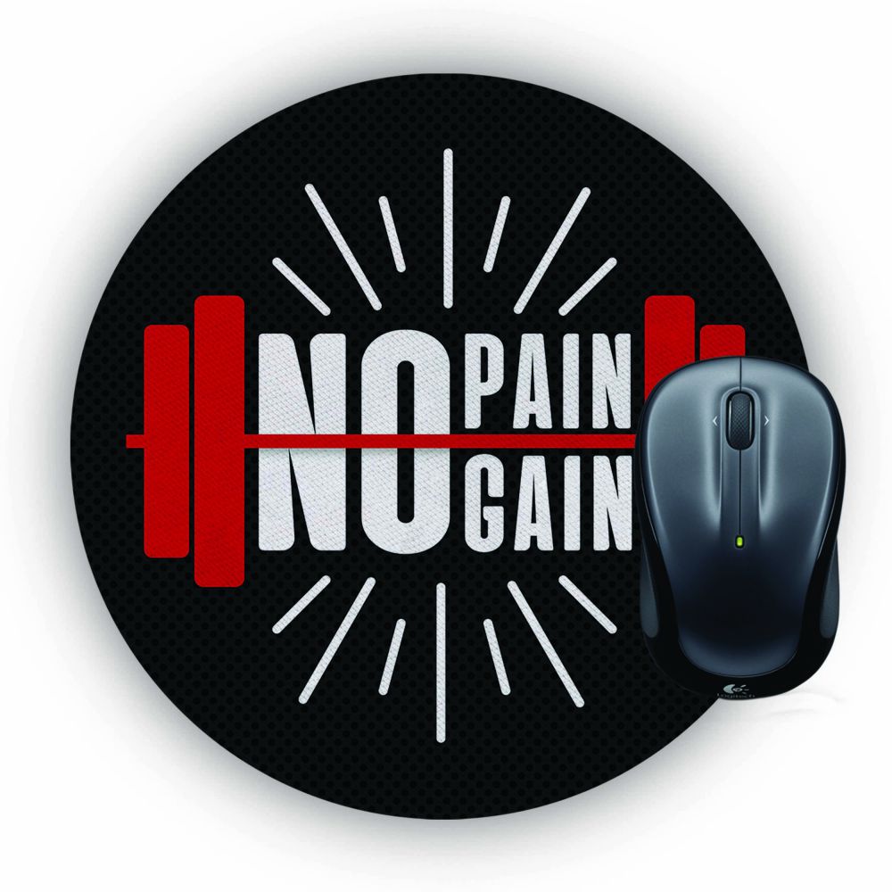 No Pain No Gain Mouse Pad (Round)