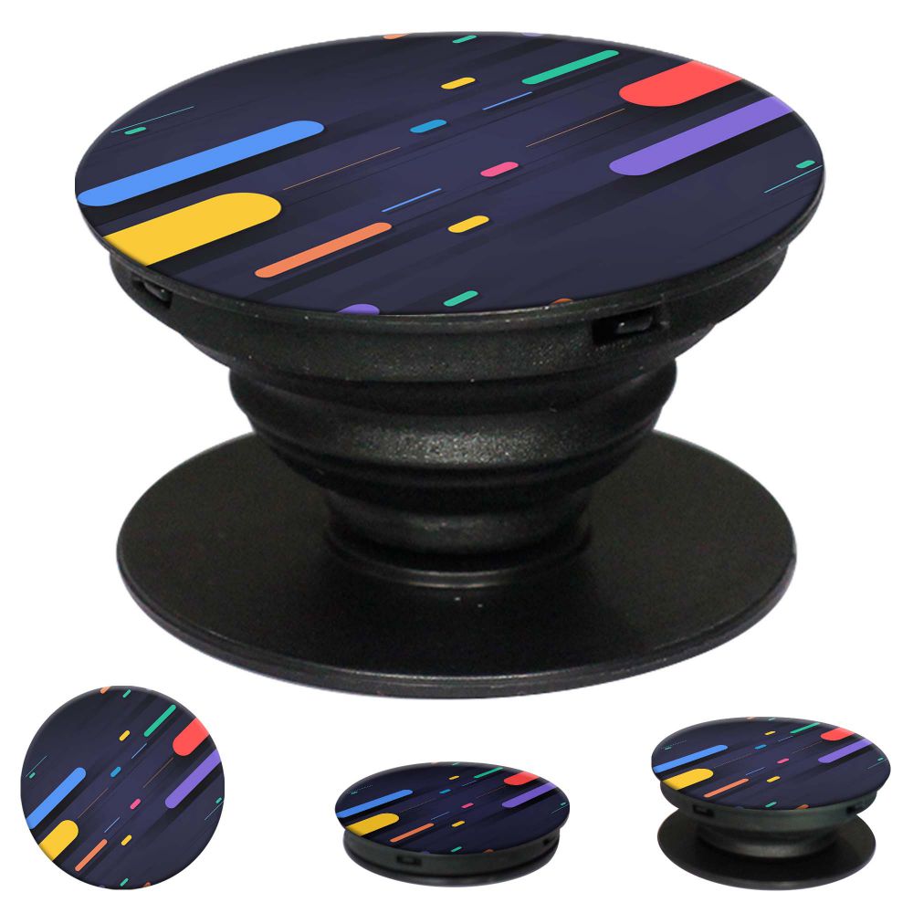 Oval Style Pattern Mobile Grip Stand (Black)-Image2