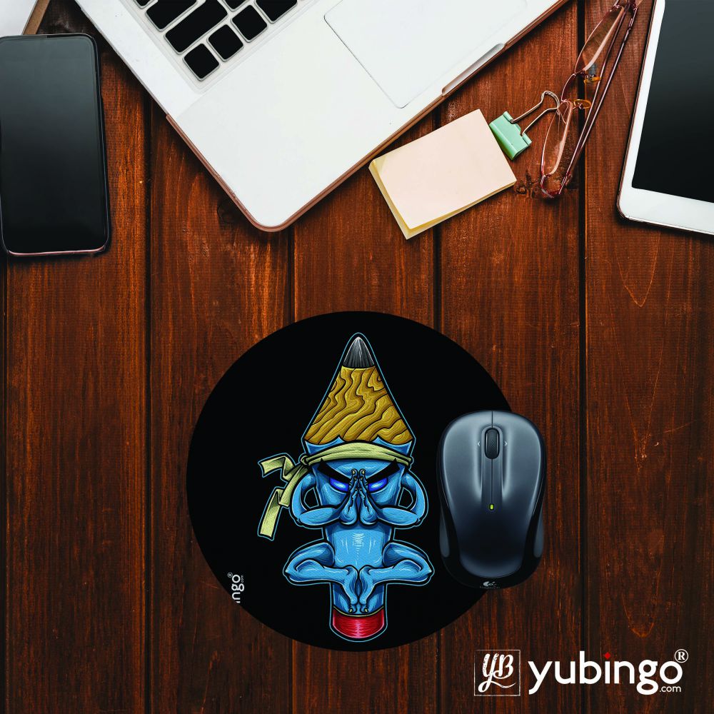 Pencil Monk Mouse Pad (Round)-Image2