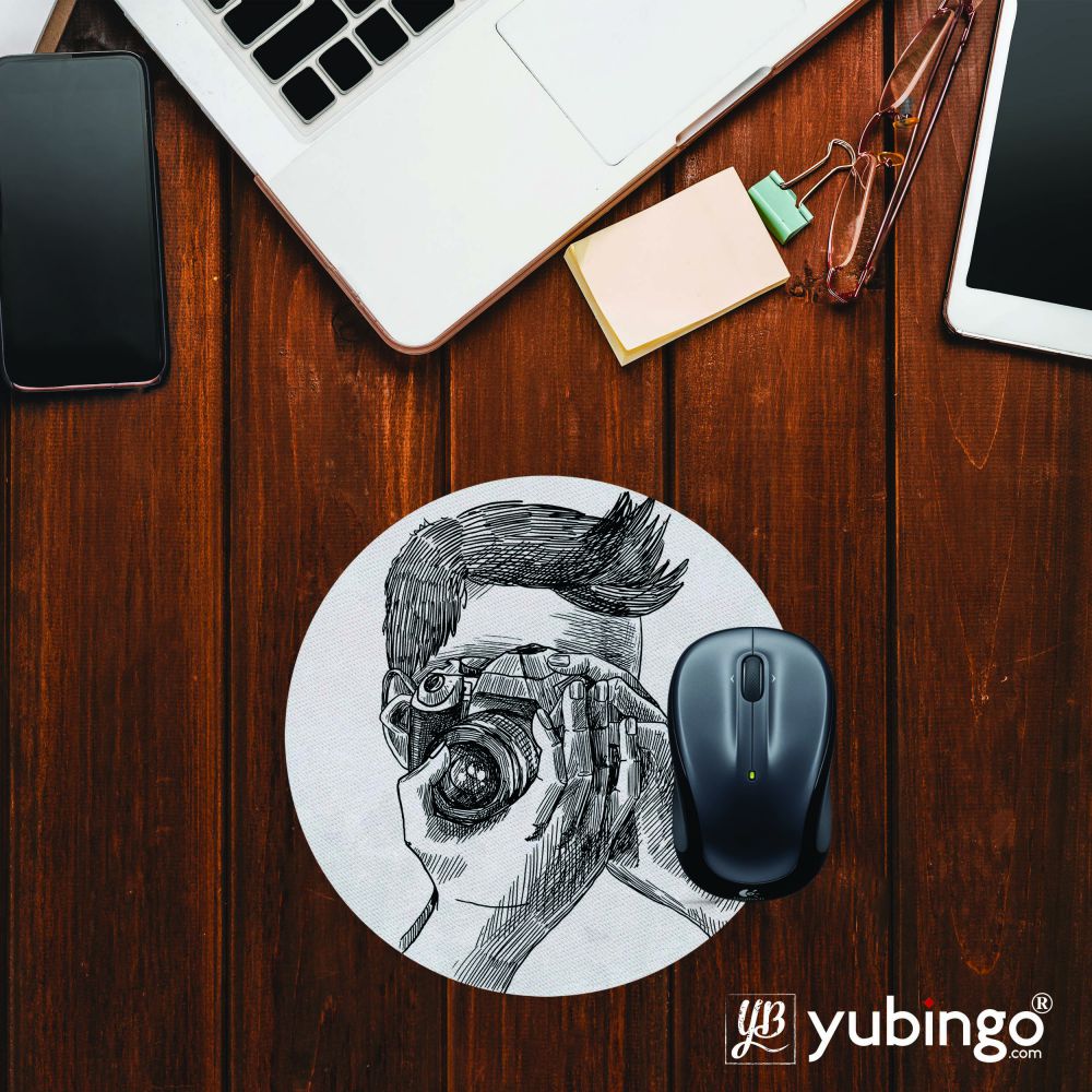 Photographer Mouse Pad (Round)-Image2