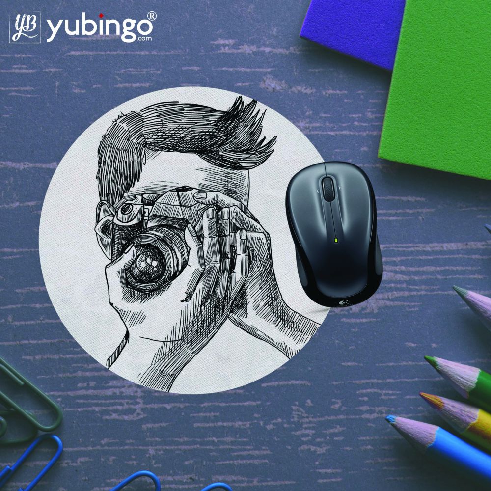 Photographer Mouse Pad (Round)-Image5
