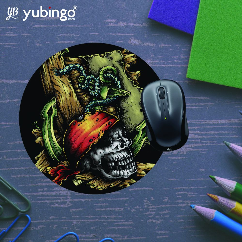 Pirate Skull Mouse Pad (Round)-Image5