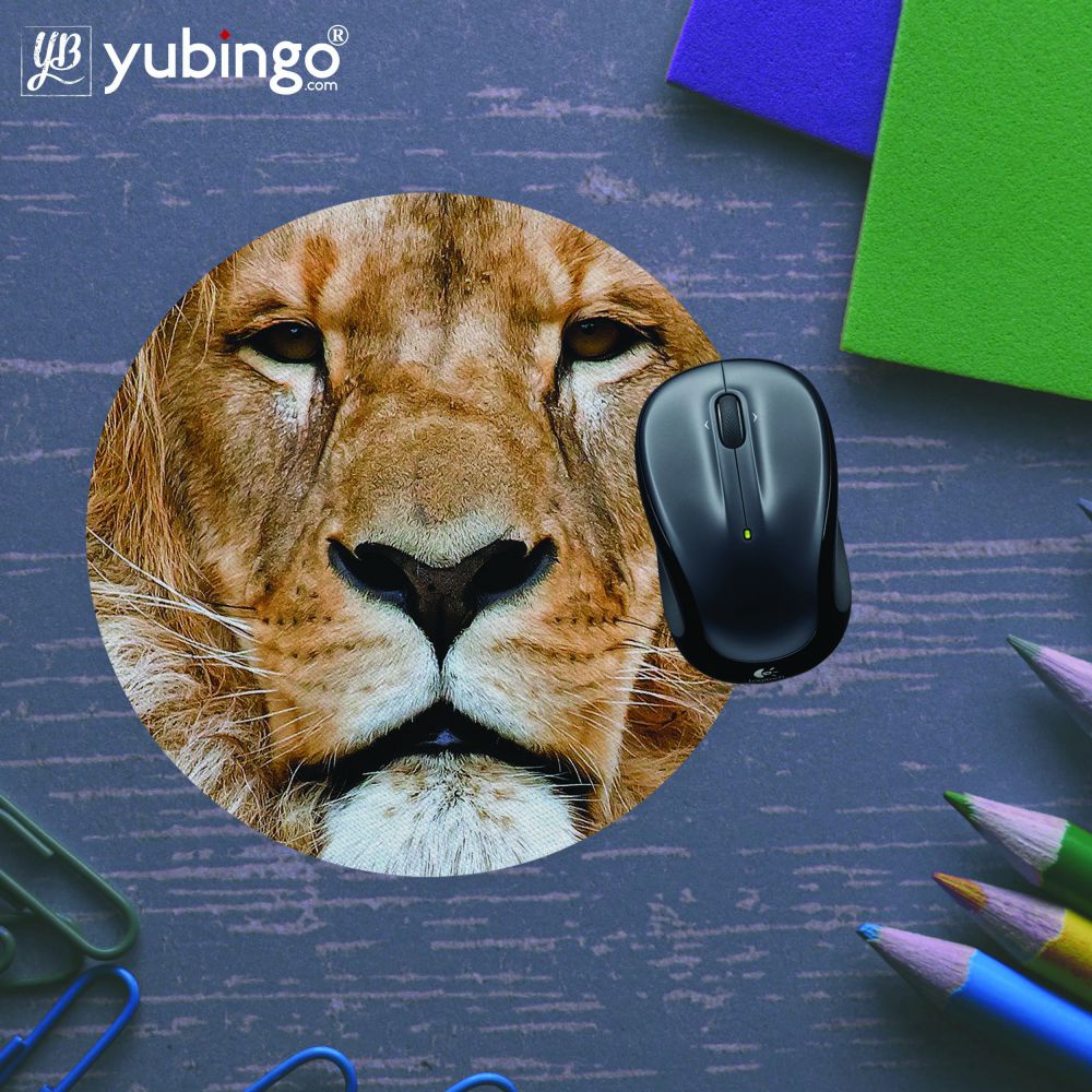 Portrait of Lion Mouse Pad (Round)-Image5