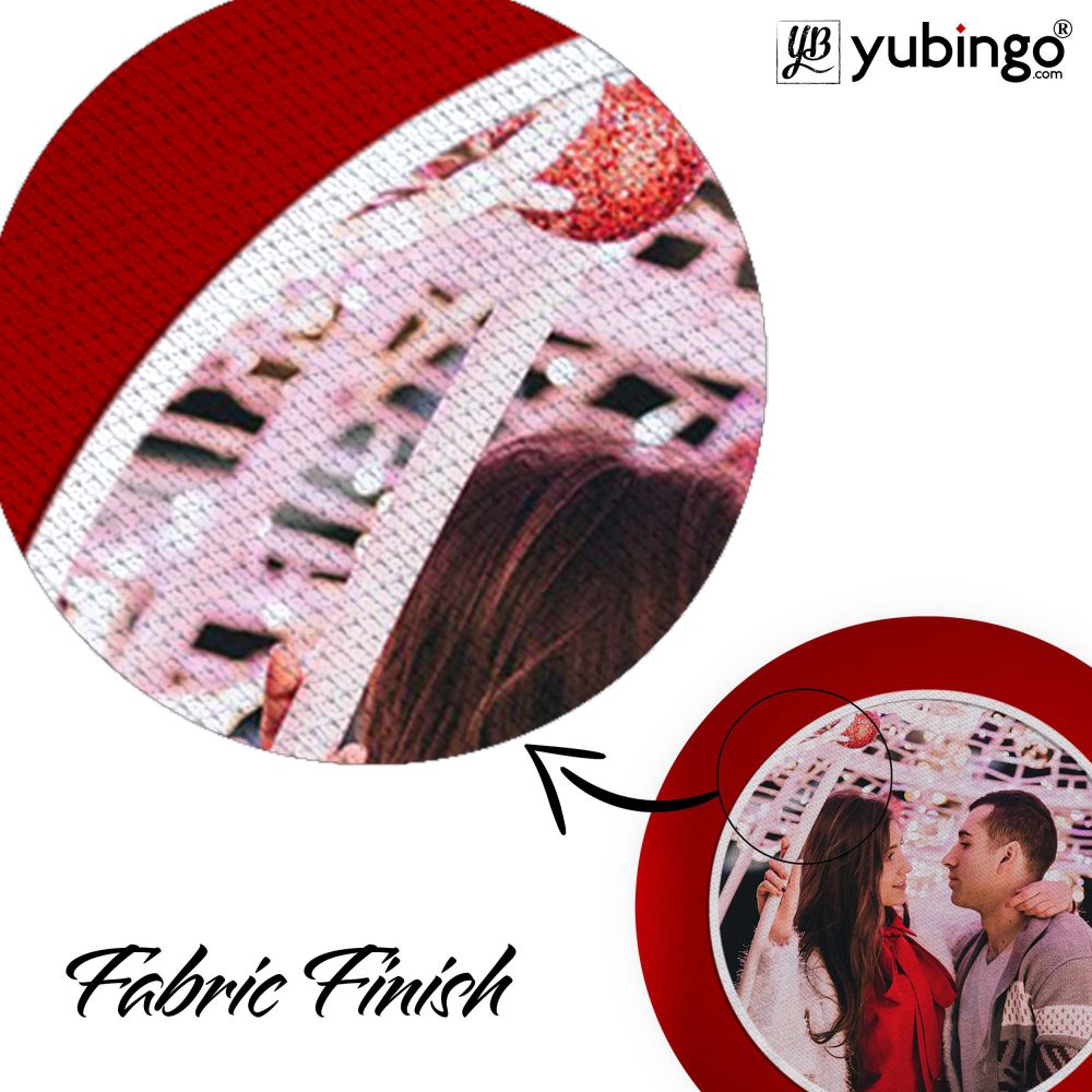 Round Photo on Red Background Mouse Pad (Round)-Image3