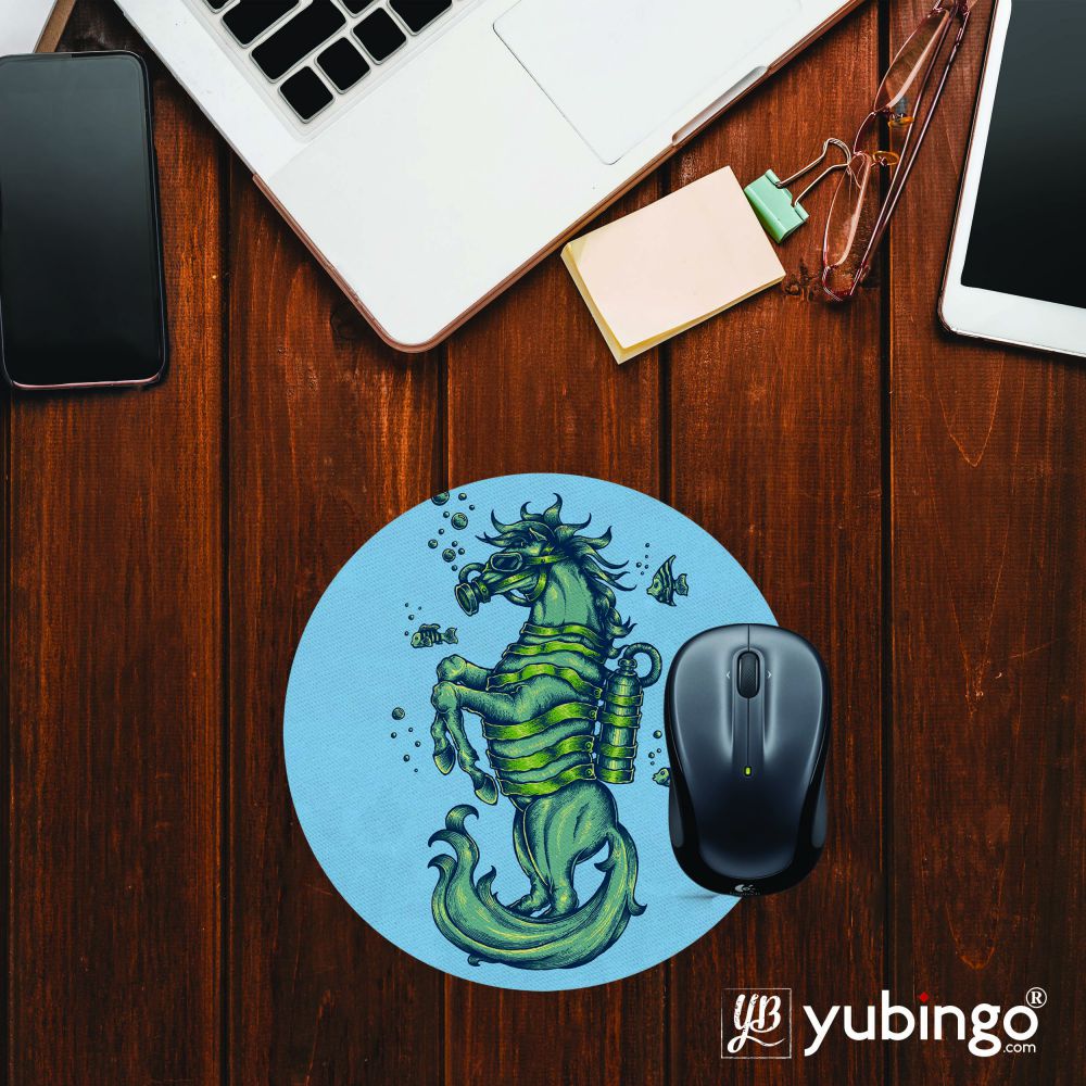 Sea Horse Mouse Pad (Round)-Image2