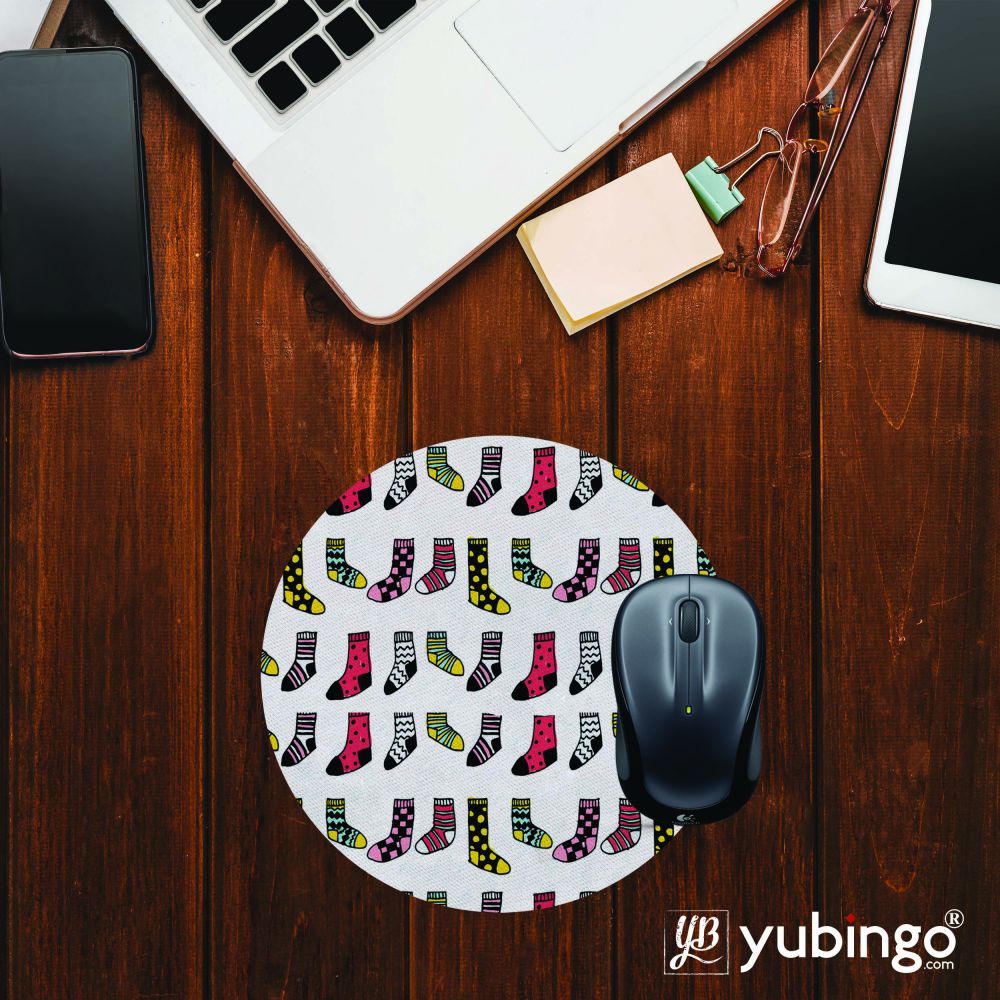 Socks Pattern Mouse Pad (Round)-Image2
