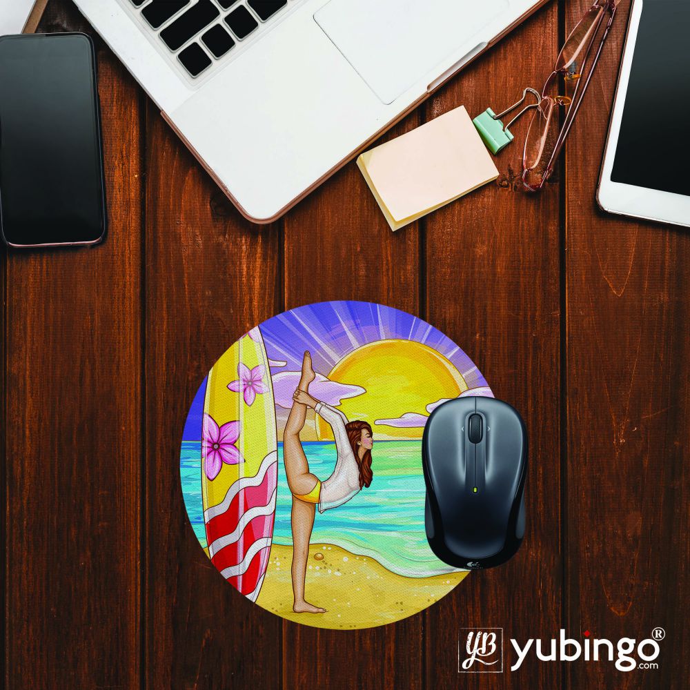 Sunrise with Yoga Mouse Pad (Round)-Image2