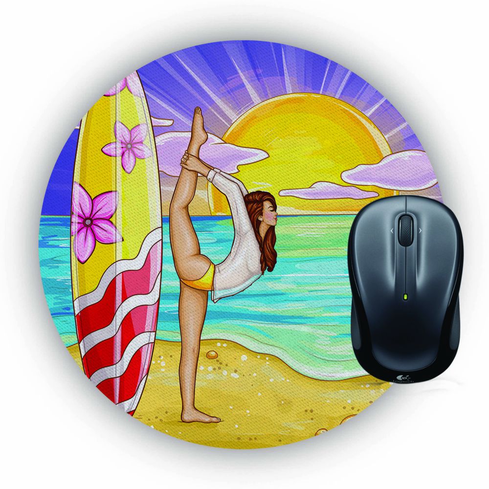 Sunrise with Yoga Mouse Pad (Round)