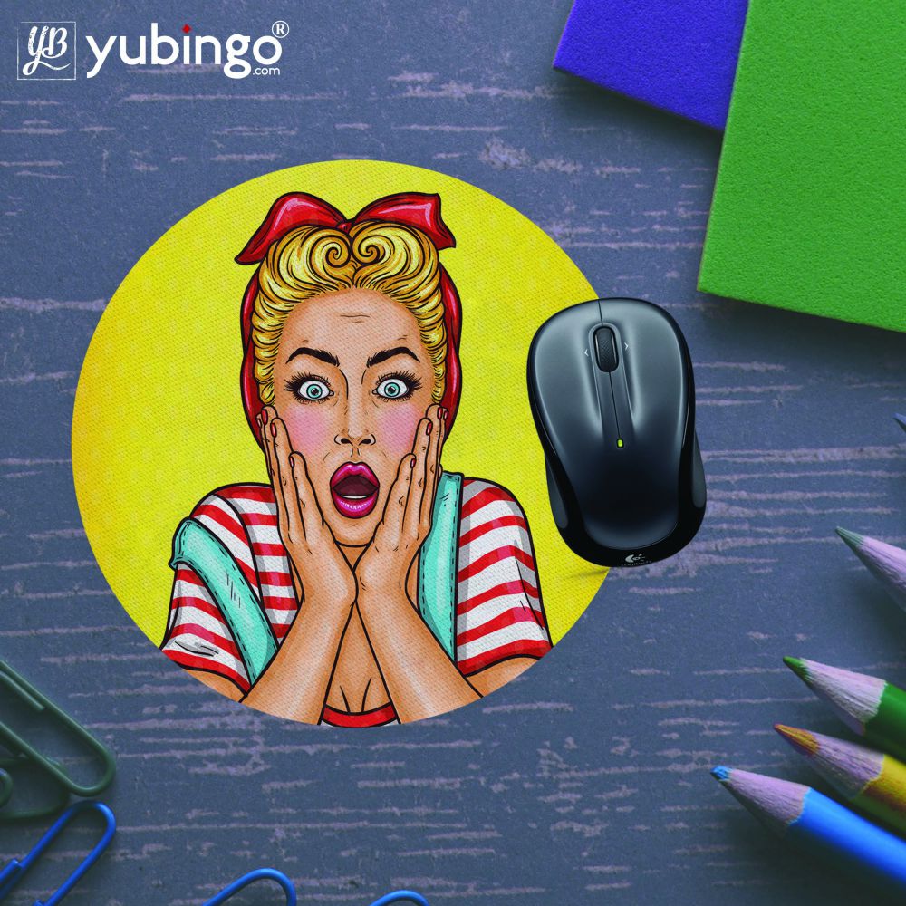 Surprised Mouse Pad (Round)-Image5
