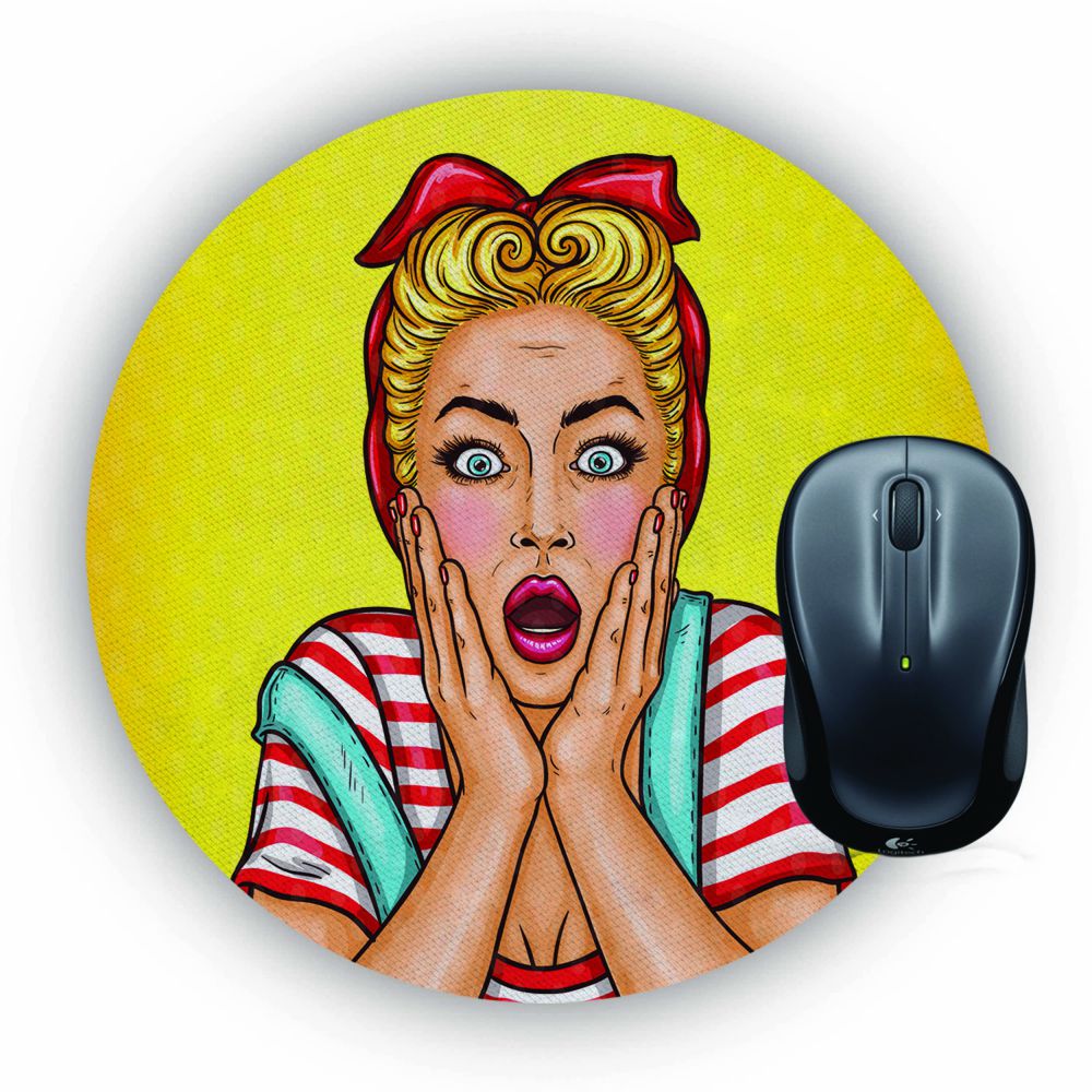 Surprised Mouse Pad (Round)