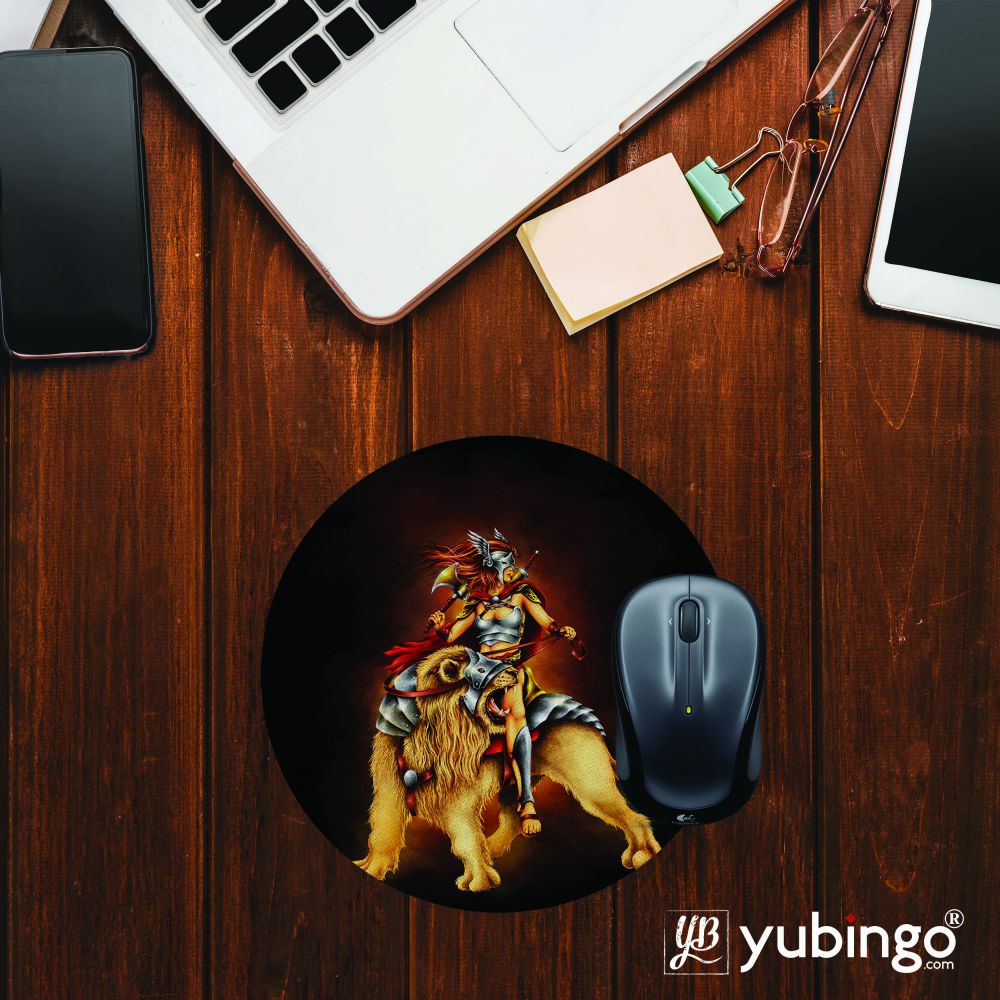 The Lion Rider Mouse Pad (Round)-Image2