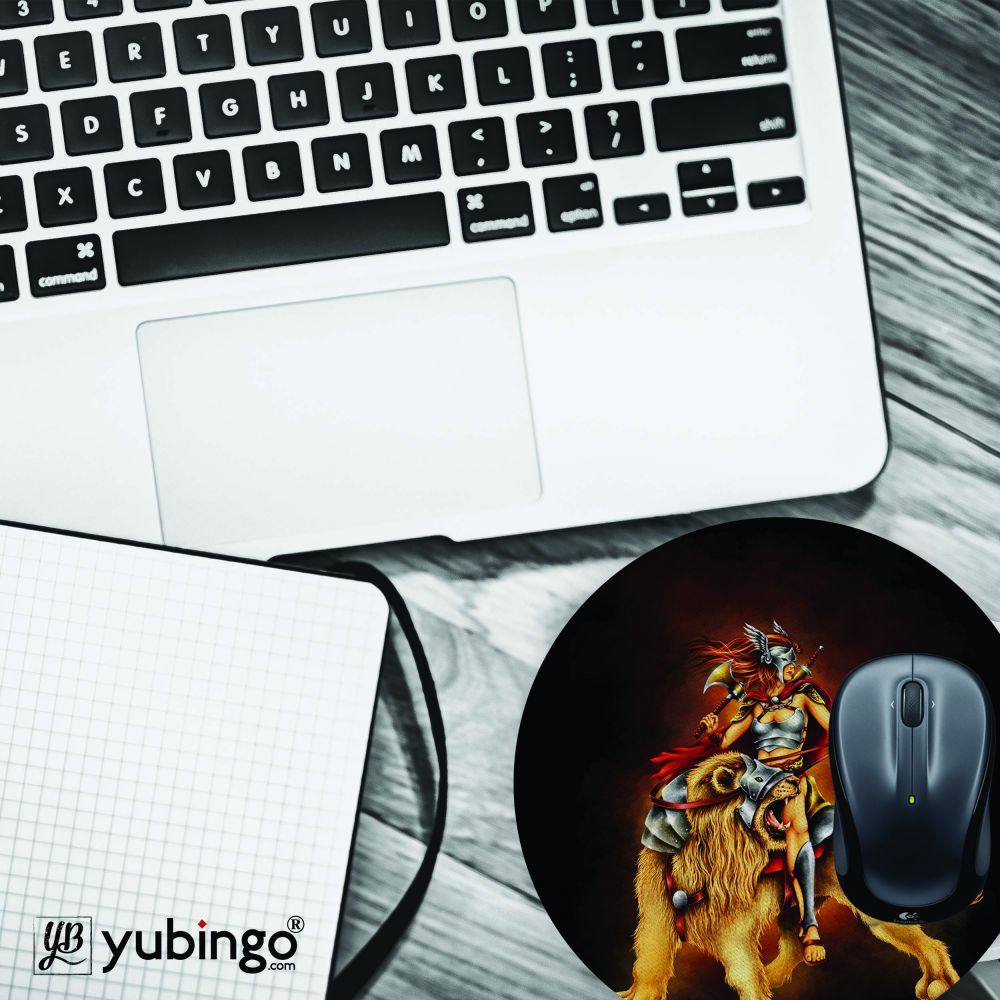 The Lion Rider Mouse Pad (Round)-Image4