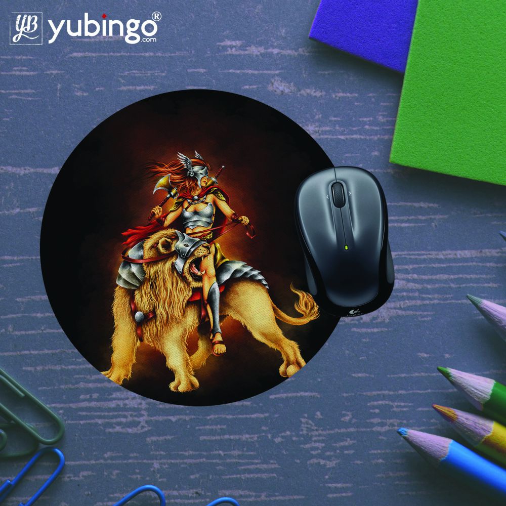 The Lion Rider Mouse Pad (Round)-Image5