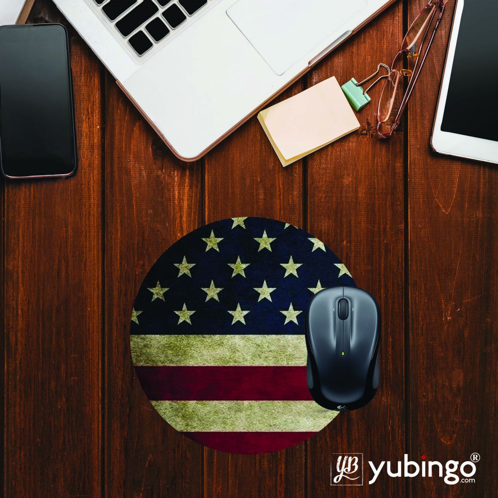 US Flag Theme Mouse Pad (Round)-Image2